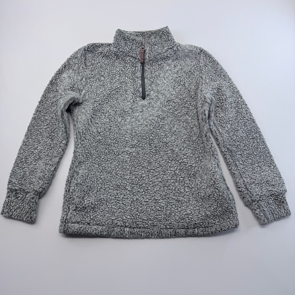 Weatherproof Vintage Womens Grey Sherpa Fleece Quarter Zip Pullover Small